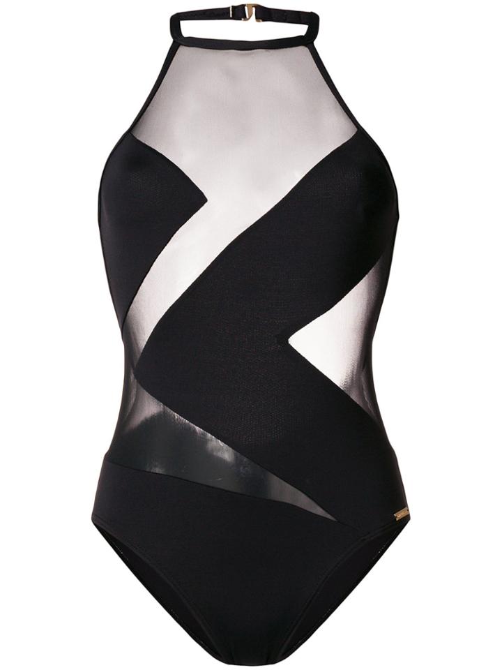 Michael Michael Kors Sheer Panel Swimsuit - Black