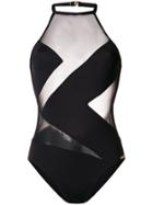 Michael Michael Kors Sheer Panel Swimsuit - Black