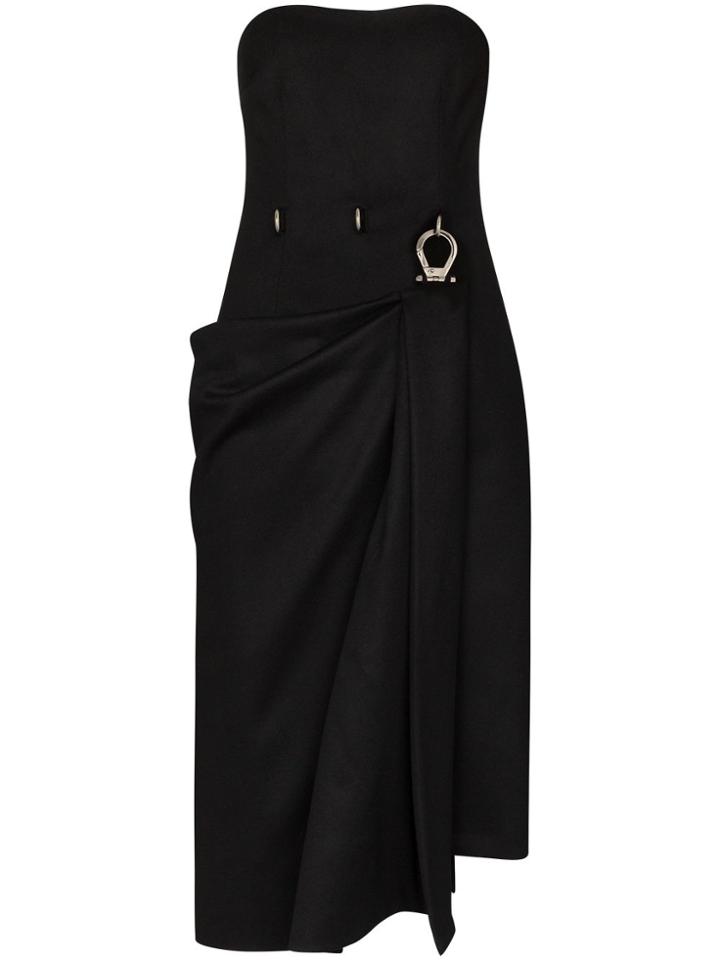 Prada Strapless Draped Midi-dress - Black