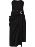 Prada Strapless Draped Midi-dress - Black
