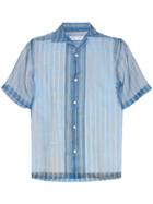 Cmmn Swdn Duncan Striped Sheer Silk Shirt - Blue