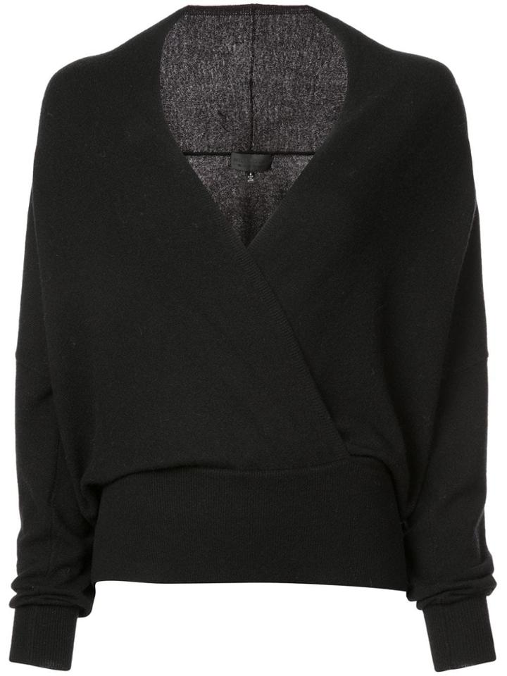 Nili Lotan Wrap Style Knitted Top - Black