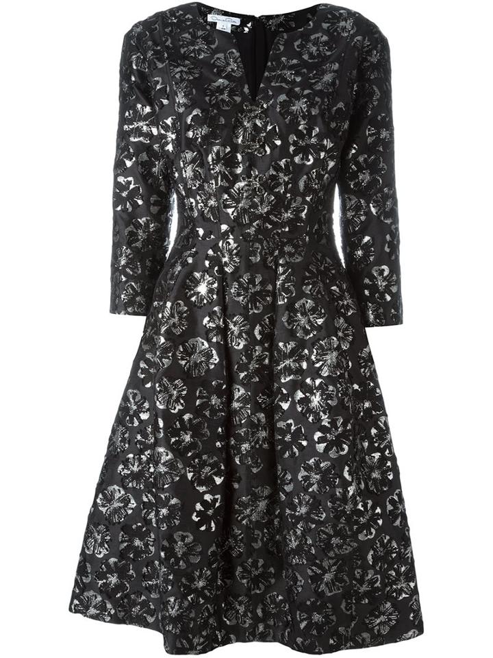 Oscar De La Renta Embroidered Flared Evening Dress