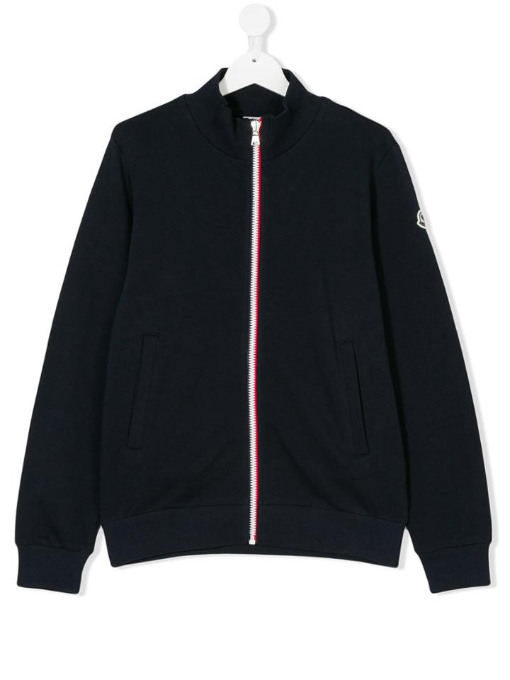 Moncler Kids Arm Patch Zipped Sweatshirt - Blue