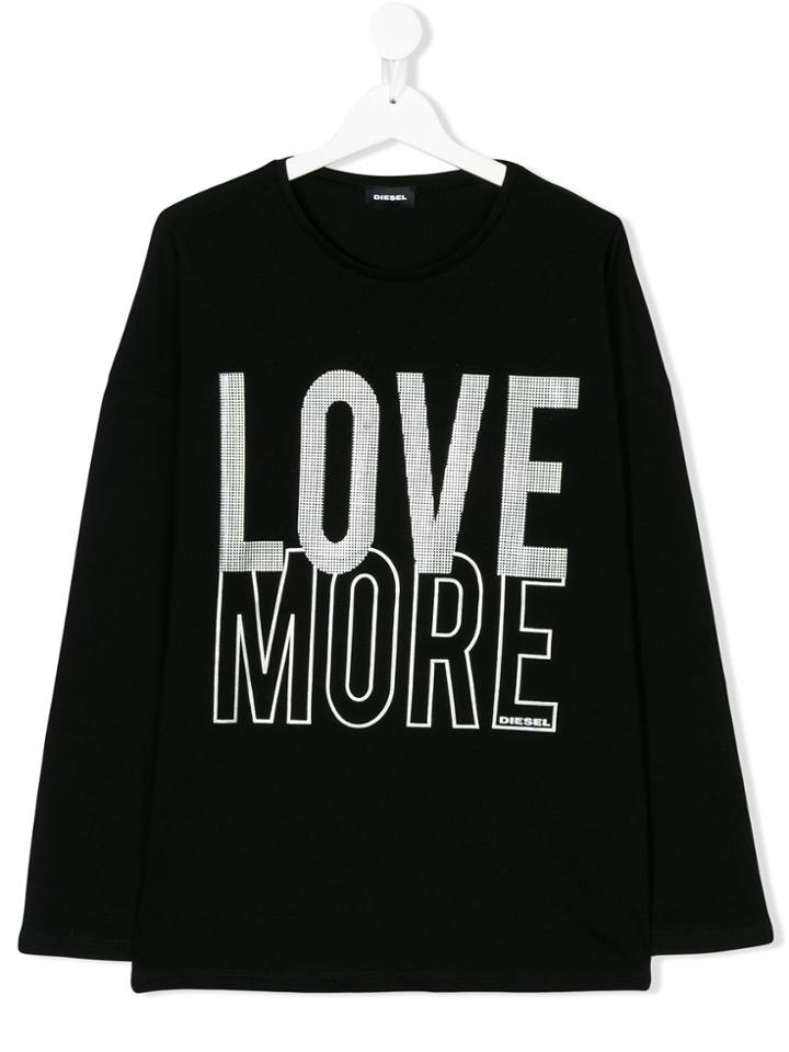 Diesel Kids Teen Love More Print Top - Black