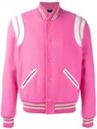 Saint Laurent Classic Teddy Jacket, Men's, Size: 50, Pink/purple, Virgin Wool/polyamide/lamb Skin/cupro