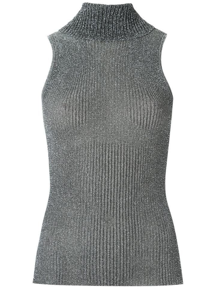 Gig - Turtle Neck Knitted Tank - Women - Polyester - P, Grey, Polyester