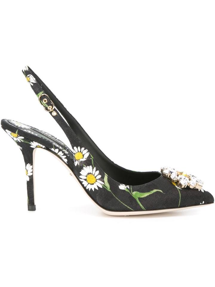 Dolce & Gabbana Embellished Printed Slingback Pumps