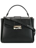 Bulgari Fold-over Closure Tote, Women's, Black, Leather