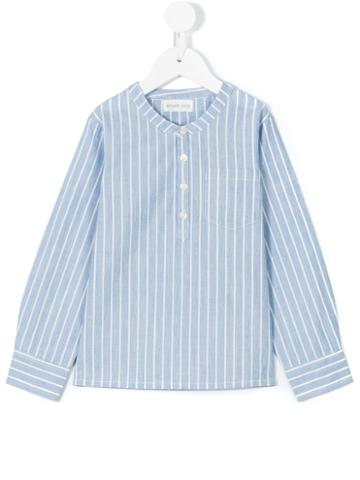 Simple Kids - Striped Mao Shirt - Kids - Cotton - 8 Yrs, Blue