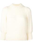 Ganni Knitted 3/4 Sleeves Sweater - White