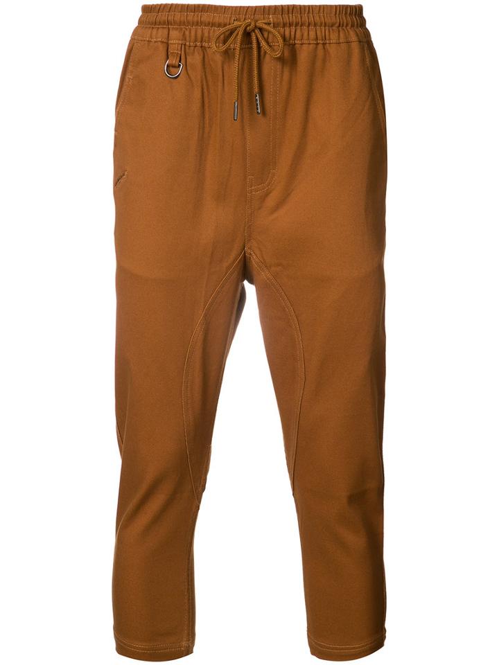 Publish - Cropped Drawstring Trousers - Men - Cotton/spandex/elastane - 30, Brown, Cotton/spandex/elastane