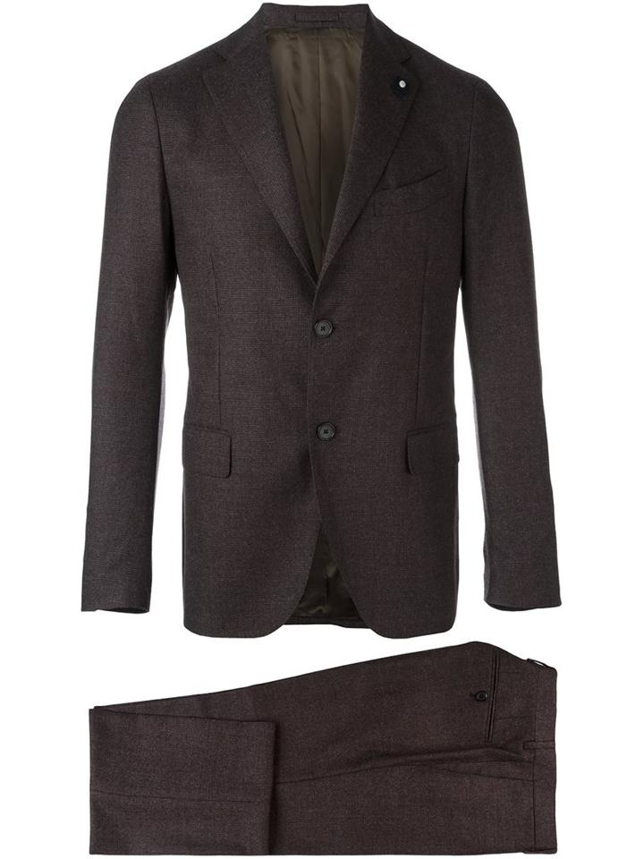 Lardini Two-piece Suit, Men's, Size: 48, Brown, Cotton/polyester/cupro/wool