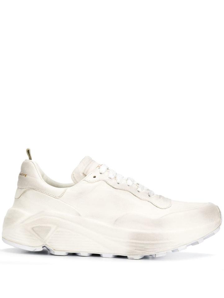 Officine Creative Distressed Platform Low Top Sneakers - White
