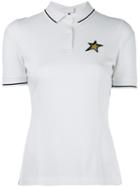 Dolce & Gabbana Star Patch Polo Shirt, Women's, Size: 42, White, Cotton/viscose/polyester