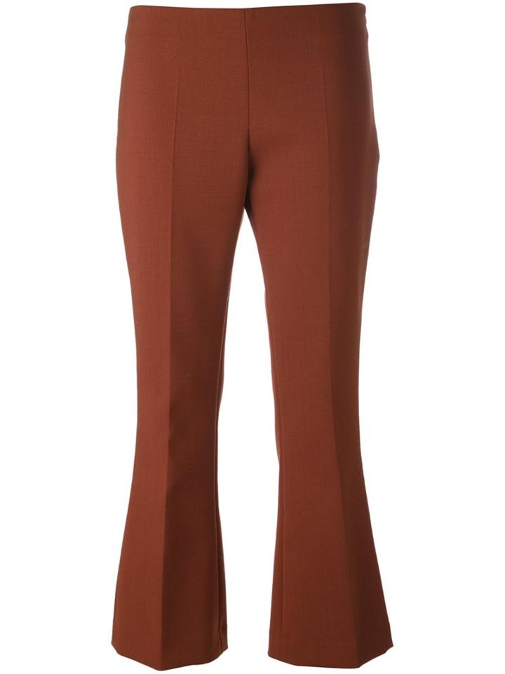 Erika Cavallini Cropped Flared Trousers, Women's, Size: 44, Brown, Polyester/spandex/elastane/virgin Wool