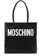 Moschino Logo Print Square Tote, Women's, Black, Leather