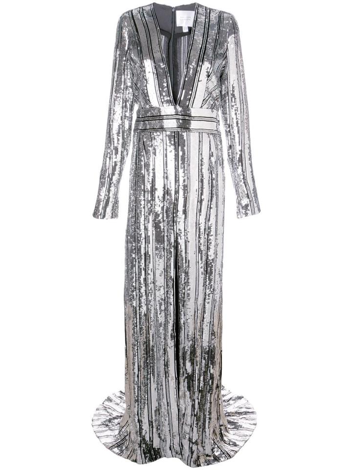 Galvan Sequin Floor-length Evening Gown - Silver