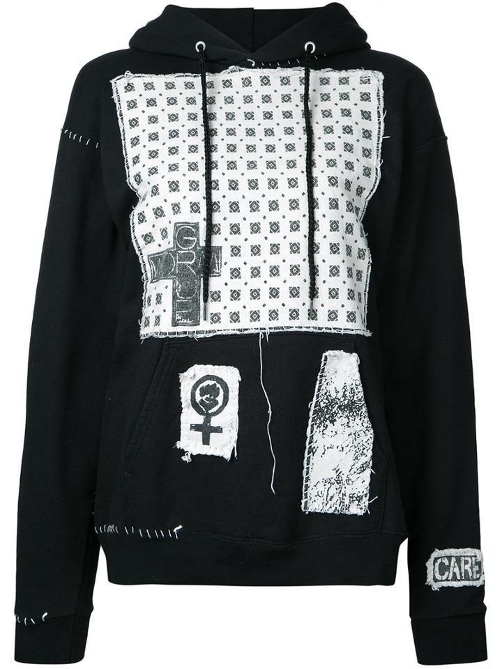 Heikki Salonen - Patch Detailed Hoodie - Women - Cotton/polyester - S, Black, Cotton/polyester
