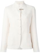 Fay - Embossed Print Fitted Jacket - Women - Cotton/polyamide/polyester/cupro - 42, White, Cotton/polyamide/polyester/cupro