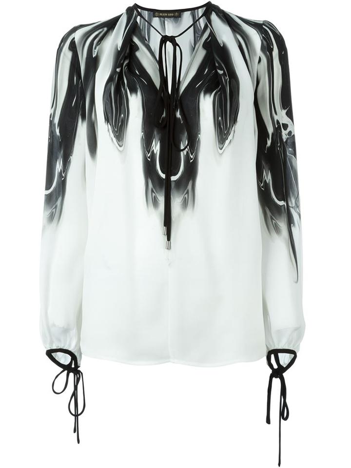 Plein Sud Abstract Print Blouse, Women's, Size: 42, White, Silk