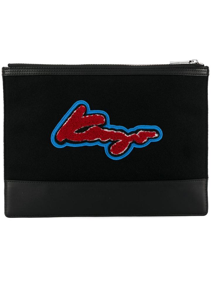 Kenzo Logo Embroidered Clutch - Black