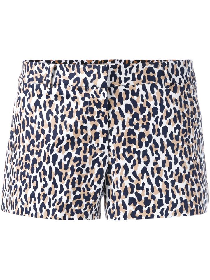 Michael Michael Kors Thora Animal Print Shorts, Women's, Size: 2, White, Cotton/spandex/elastane
