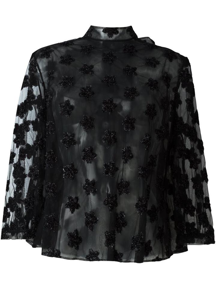 Simone Rocha Semi Sheer Floral Applique Blouse
