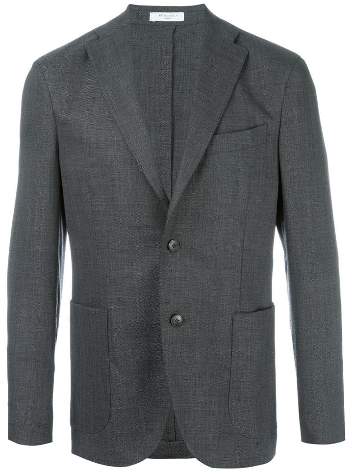 Boglioli Two Button Blazer, Size: 50, Grey, Virgin Wool/spandex/elastane/acetate/cupro