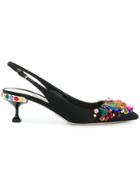 Miu Miu Bejewelled Slingback Pumps - Black