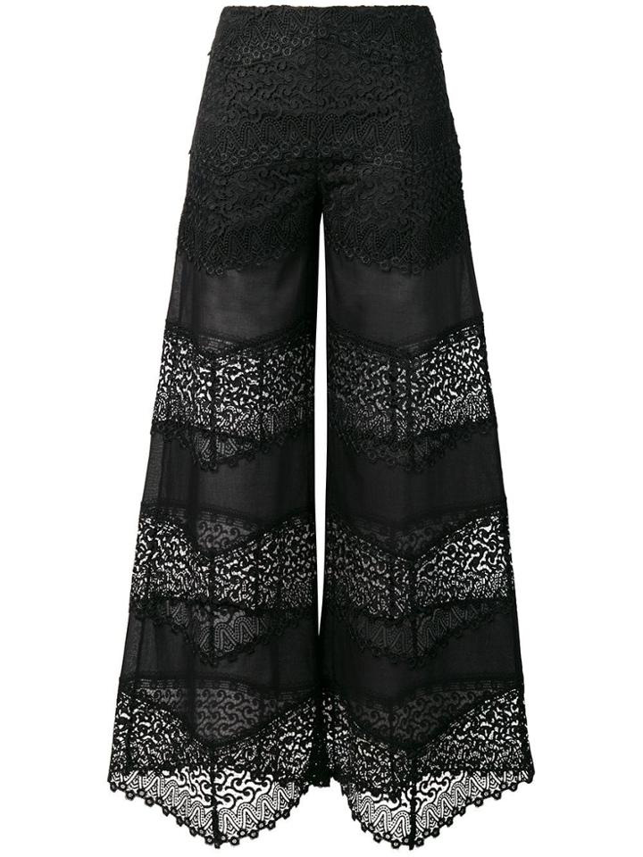 Charo Ruiz Lace-detail Sheer Trousers - Black