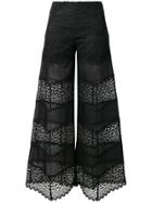 Charo Ruiz Lace-detail Sheer Trousers - Black