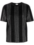 Saint Laurent - Metallic Striped T-shirt - Women - Cotton/polyester - M, Black, Cotton/polyester