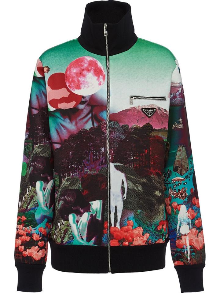 Prada Panorama Print Zipped Sweatshirt - Multicolour