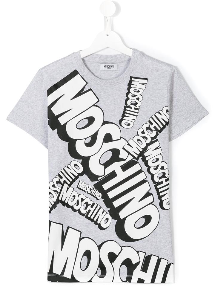 Moschino Kids - Logo Print T-shirt - Kids - Cotton - 14 Yrs, Boy's, Grey