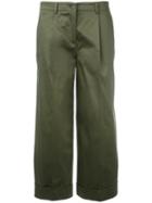 P.a.r.o.s.h. - Straight Cropped Trousers - Women - Cotton/spandex/elastane - L, Green, Cotton/spandex/elastane