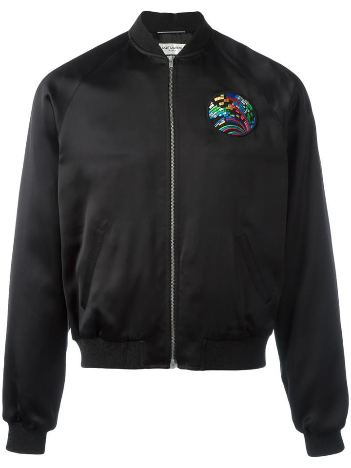 Saint Laurent Sweet Dreams Bomber Jacket, Men's, Size: 52, Black, Cotton/cupro/viscose/polyurethane