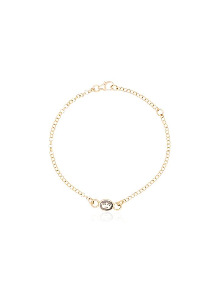 Foundrae 18k Yellow Gold Crown Pendant Bracelet - Metallic
