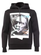 Neil Barrett Cover Print Hoodie, Men's, Size: Large, Black, Polyurethane/viscose/spandex/elastane