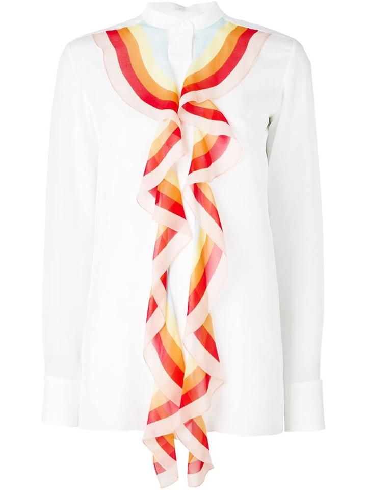 Chloé Rainbow Ruffle Detail Blouse, Women's, Size: 40, White, Silk
