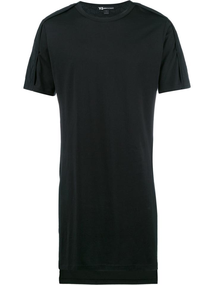 Y-3 Slim-fit Elongated T-shirt, Men's, Size: Large, Black, Cotton/polyamide/spandex/elastane