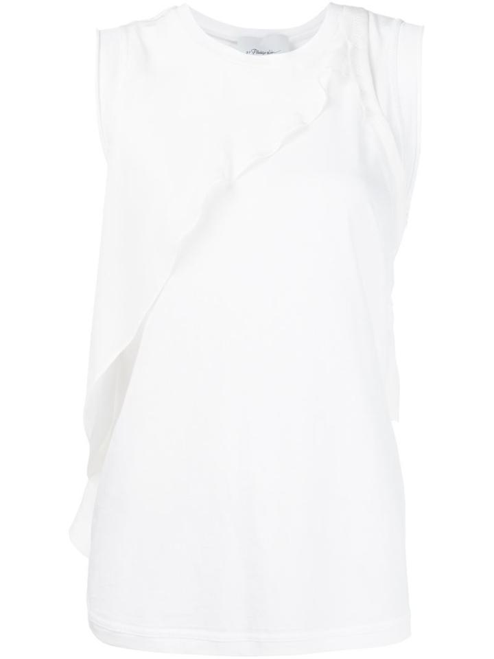 3.1 Phillip Lim Crêpe De Chine Ruffle Tank Top, Women's, Size: Small, White, Silk/cotton