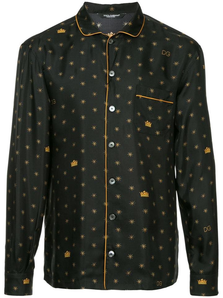 Dolce & Gabbana Logo Embroidered Shirt - Black