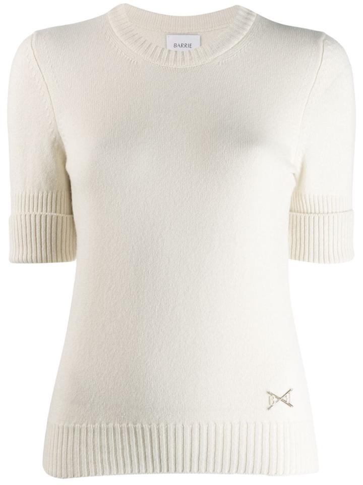 Barrie Cashmere Roll Cuff Top - White
