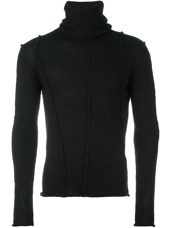 Isabel Benenato Front Seam Sweater, Men's, Size: Large, Black, Wool/merino