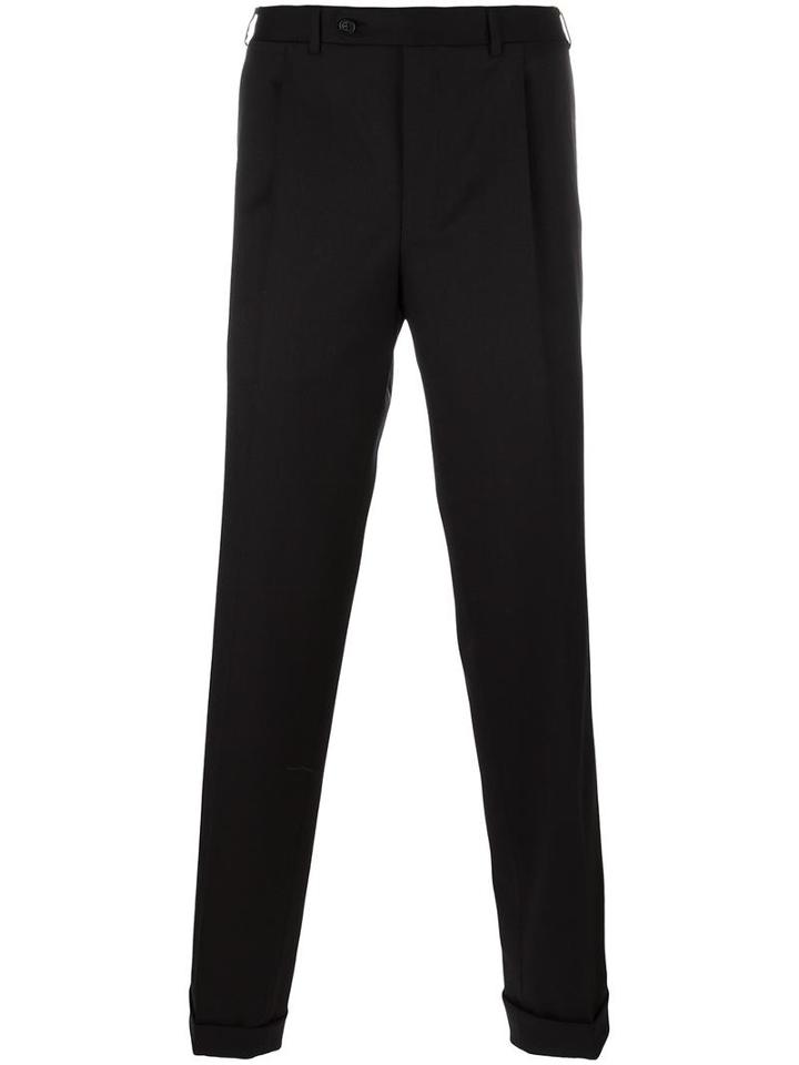 Canali Straight Leg Trousers, Men's, Size: 50, Blue, Wool/spandex/elastane
