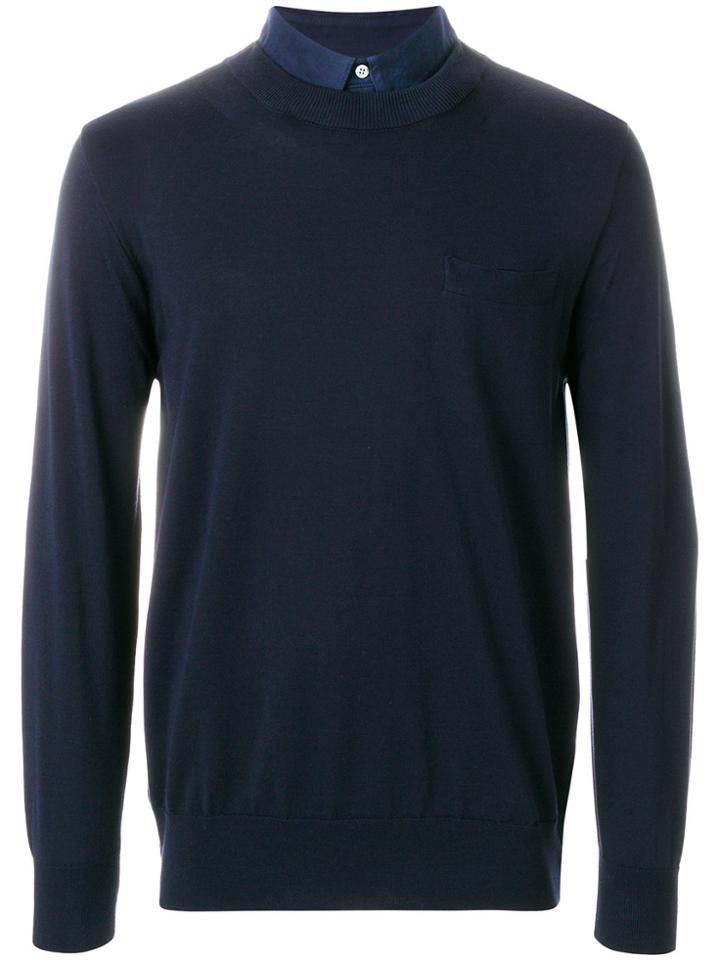Sacai Pleated Back Pocket Sweatshirt - Blue