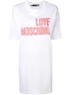 Love Moschino Floral Logo Print T-shirt Dress - White