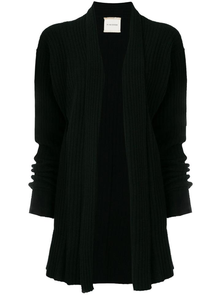 Fine Edge Long Ribbed Cardigan - Black