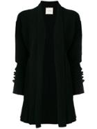Fine Edge Long Ribbed Cardigan - Black